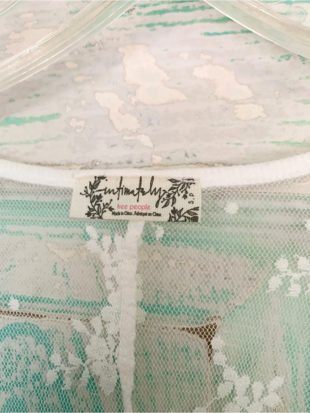 Free People Intimately U Into This White Sheer Lace Top Thumb Sleeves